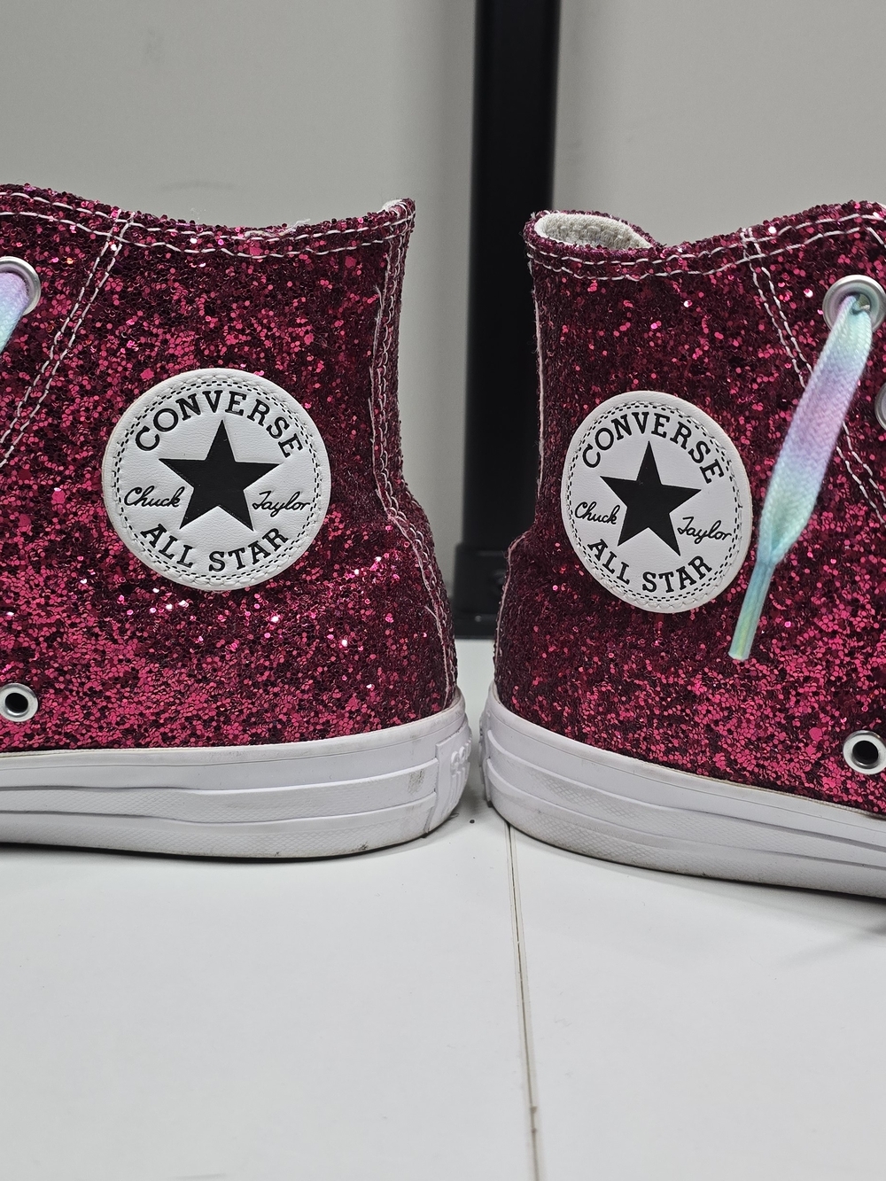 Converse Chuck Taylor All Star Hi Top Glitter Pink Sneakers Women’s 9 Worn Once - Picture 2 of 16